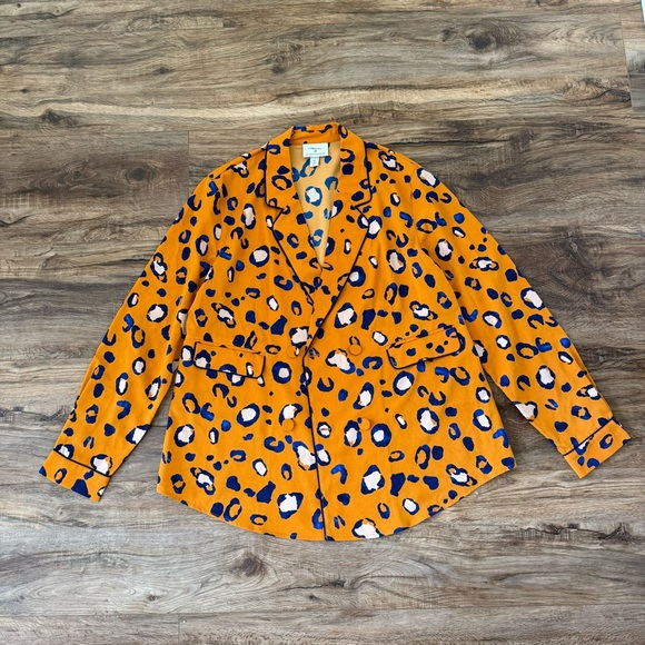 3.1 PHILLIP LIM Target Orange and Blue Leopard Print Patterned Blazer Sz XL NWOT - Picture 4 of 16
